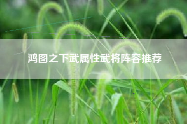 鸿图之下武属性武将阵容推荐