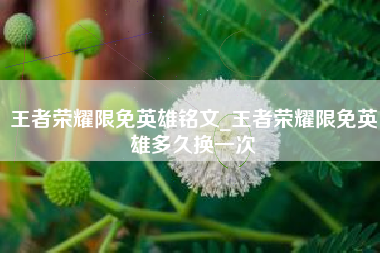 王者荣耀限免英雄铭文_王者荣耀限免英雄多久换一次