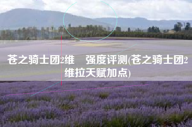 苍之骑士团2维菈强度评测(苍之骑士团2维拉天赋加点)