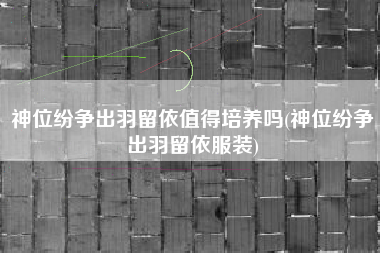 神位纷争出羽留依值得培养吗(神位纷争出羽留依服装)