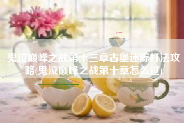 鬼泣巅峰之战第十三章古堡迷踪打法攻略(鬼泣巅峰之战第十章怎么过)