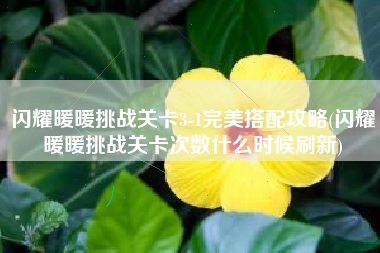 闪耀暖暖挑战关卡3-1完美搭配攻略(闪耀暖暖挑战关卡次数什么时候刷新)