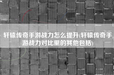 轩辕传奇手游战力怎么提升(轩辕传奇手游战力对比里的其他包括)