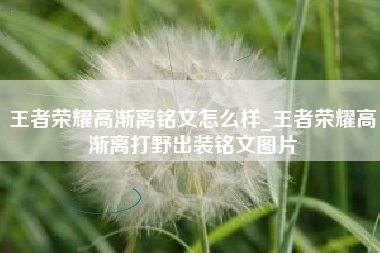 王者荣耀高渐离铭文怎么样_王者荣耀高渐离打野出装铭文图片