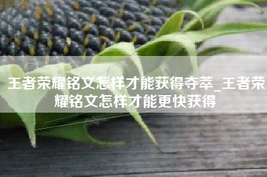 王者荣耀铭文怎样才能获得夺萃_王者荣耀铭文怎样才能更快获得