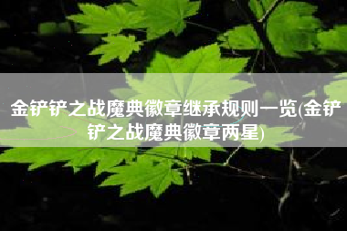 金铲铲之战魔典徽章继承规则一览(金铲铲之战魔典徽章两星)