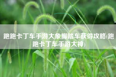 跑跑卡丁车手游大象脚踏车获得攻略(跑跑卡丁车手游大神)