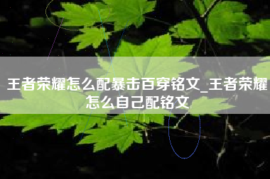 王者荣耀怎么配暴击百穿铭文_王者荣耀怎么自己配铭文