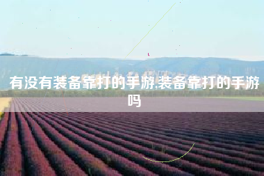 有没有装备靠打的手游,装备靠打的手游吗