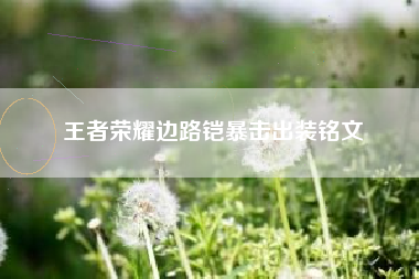 王者荣耀边路铠暴击出装铭文