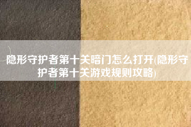隐形守护者第十关暗门怎么打开(隐形守护者第十关游戏规则攻略)