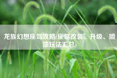 龙族幻想座驾攻略(座驾改装、升级、喷漆玩法汇总)