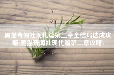 黑猫奇闻社现代篇第三章全结局达成攻略(黑猫奇闻社现代篇第二章攻略)