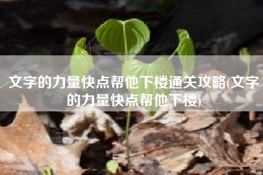 文字的力量快点帮他下楼通关攻略(文字的力量快点帮他下楼)