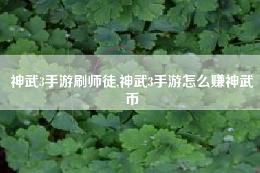 神武3手游刷师徒,神武3手游怎么赚神武币
