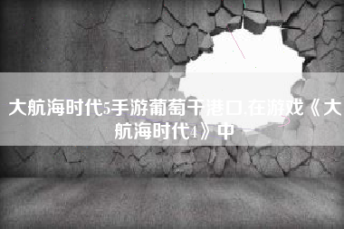 大航海时代5手游葡萄干港口,在游戏《大航海时代4》中