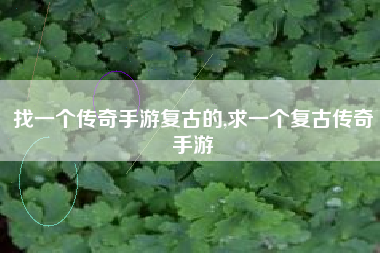 找一个传奇手游复古的,求一个复古传奇手游