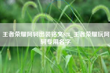 王者荣耀阿轲出装铭文S28_王者荣耀玩阿轲专用名字