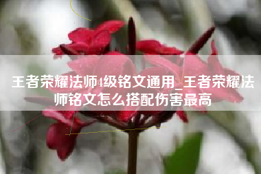 王者荣耀法师4级铭文通用_王者荣耀法师铭文怎么搭配伤害最高