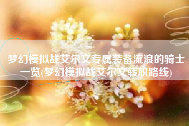 梦幻模拟战艾尔文专属装备流浪的骑士一览(梦幻模拟战艾尔文转职路线)