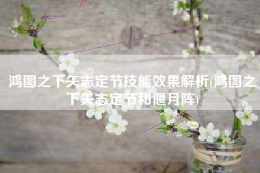 鸿图之下矢志定节技能效果解析(鸿图之下矢志定节和偃月阵)