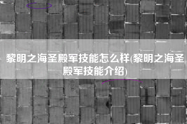 黎明之海圣殿军技能怎么样(黎明之海圣殿军技能介绍)