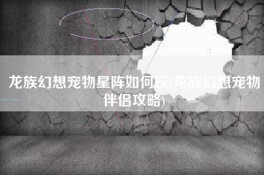 龙族幻想宠物星阵如何玩(龙族幻想宠物伴侣攻略)