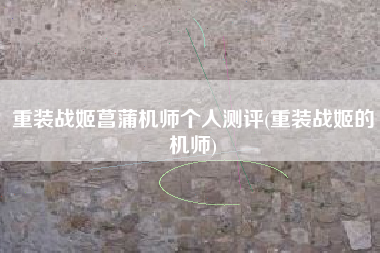 重装战姬菖蒲机师个人测评(重装战姬的机师)