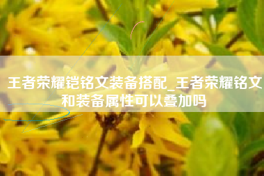 王者荣耀铠铭文装备搭配_王者荣耀铭文和装备属性可以叠加吗