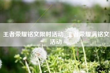 王者荣耀铭文限时活动_王者荣耀满铭文活动