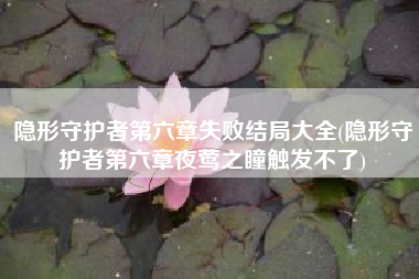 隐形守护者第六章失败结局大全(隐形守护者第六章夜莺之瞳触发不了)