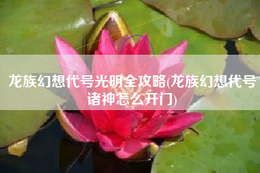 龙族幻想代号光明全攻略(龙族幻想代号诸神怎么开门)