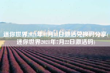 迷你世界2021年12月31日激活兑换码分享(迷你世界2021年7月22日激活码)