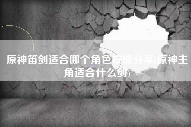 原神笛剑适合哪个角色攻略分享(原神主角适合什么剑)