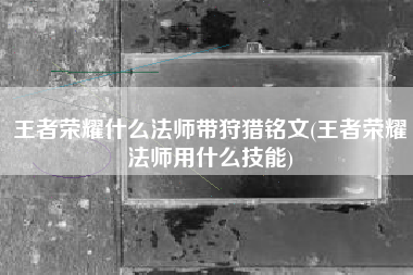 王者荣耀什么法师带狩猎铭文(王者荣耀法师用什么技能)
