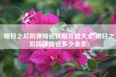 明日之后防弹陶瓷获取攻略大全(明日之后防弹陶瓷多少金条)