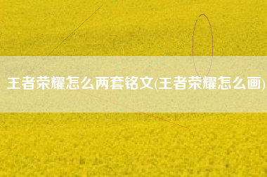 王者荣耀怎么两套铭文(王者荣耀怎么画)