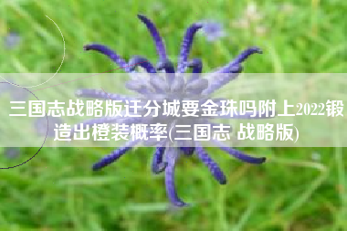 三国志战略版迁分城要金珠吗附上2022锻造出橙装概率(三国志 战略版)