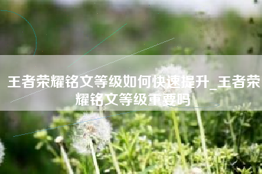 王者荣耀铭文等级如何快速提升_王者荣耀铭文等级重要吗