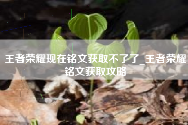 王者荣耀现在铭文获取不了了_王者荣耀铭文获取攻略