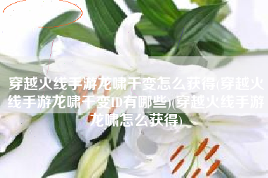 穿越火线手游龙啸千变怎么获得(穿越火线手游龙啸千变ID有哪些)(穿越火线手游龙啸怎么获得)