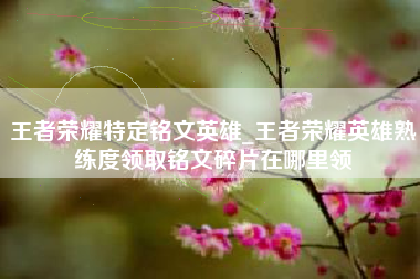 王者荣耀特定铭文英雄_王者荣耀英雄熟练度领取铭文碎片在哪里领