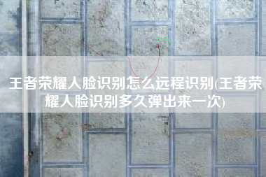 王者荣耀人脸识别怎么远程识别(王者荣耀人脸识别多久弹出来一次)