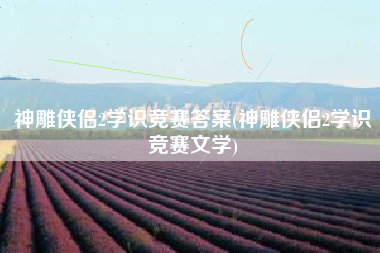 神雕侠侣2学识竞赛答案(神雕侠侣2学识竞赛文学)