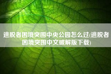 逃脱者困境突围中央公园怎么过(逃脱者困境突围中文破解版下载)