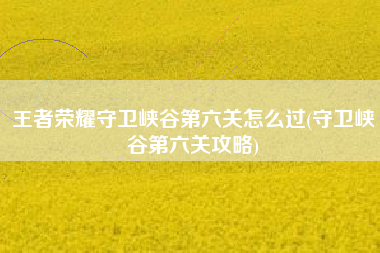 王者荣耀守卫峡谷第六关怎么过(守卫峡谷第六关攻略)