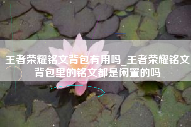 王者荣耀铭文背包有用吗_王者荣耀铭文背包里的铭文都是闲置的吗