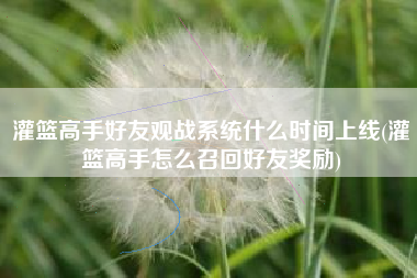 灌篮高手好友观战系统什么时间上线(灌篮高手怎么召回好友奖励)