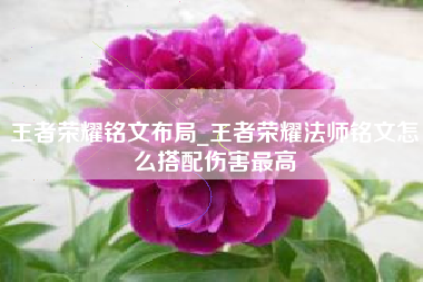 王者荣耀铭文布局_王者荣耀法师铭文怎么搭配伤害最高