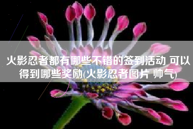 火影忍者都有哪些不错的签到活动 可以得到哪些奖励(火影忍者图片 帅气)